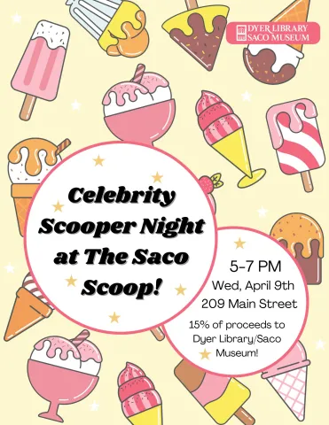 flyer with drawings of ice cream cones and event info