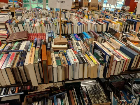 rows of books