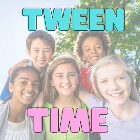 tween time with photo of 5 kids outside