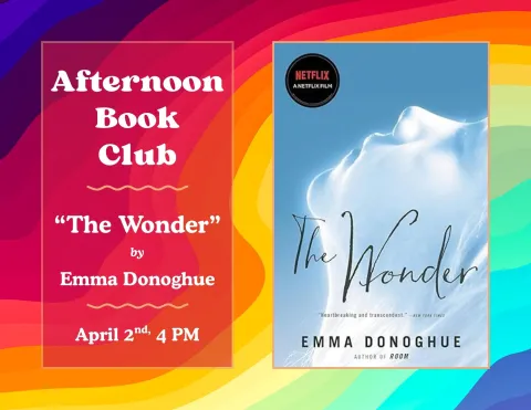 colorful swirls and a book cover with a white face