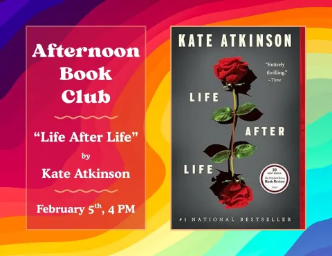 colorful swirls and a book cover with two red roses