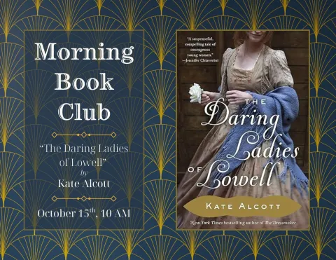 book cover with a woman in a mill worker's dress