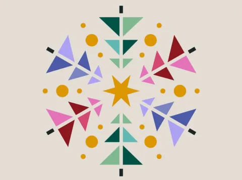 snowflake made of colorful trees